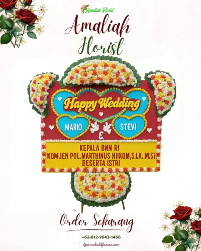 Karangan Papan Bunga Pernikahan di Penawungan